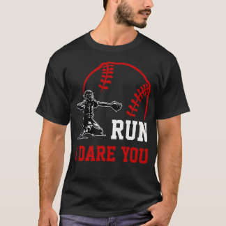 Camiseta Béisbol Antiguo Receptor Divertido Chicos Adelante