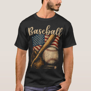 Camiseta Béisbol Bandera Americana Jugador de Béisbol Lanza