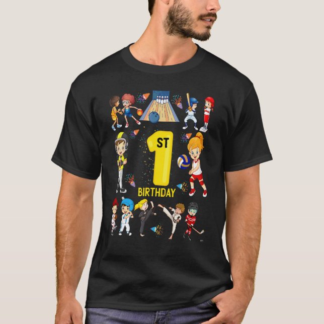 Camiseta Béisbol Bowling 1 Año Primer cumpleaños Gi (Anverso)