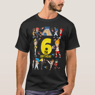 Camiseta Béisbol Bowling 6 años 6º cumpleaños Gi