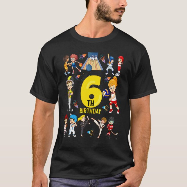 Camiseta Béisbol Bowling 6 años 6º cumpleaños Gi (Anverso)