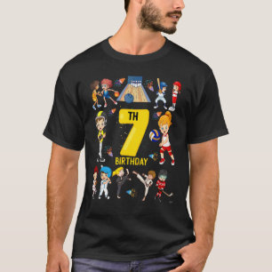 Camiseta Béisbol Bowling 7 Años 7 Cumpleaños Gi