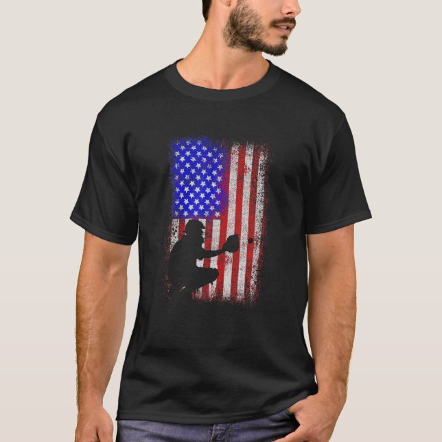 Camiseta Béisbol Catchers Estados Unidos Bandera Béisbol Ca (Anverso)