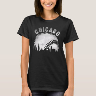 Camiseta Béisbol Ciudad Silueta De Chicago Vintage 1