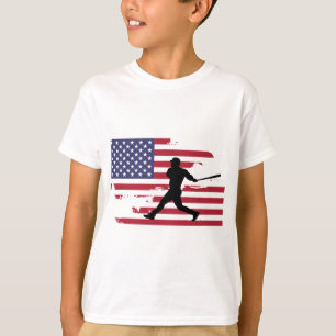 Camiseta Béisbol con bandera estadounidense, silueta de béi