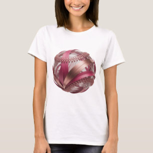 CAMISETA BÉISBOL CON RAYAS ROSADAS Y COBRE Y UN FONDO BLANC
