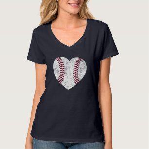 Camiseta Béisbol Corazón Divertido Mamá Papá Hombres Mujere