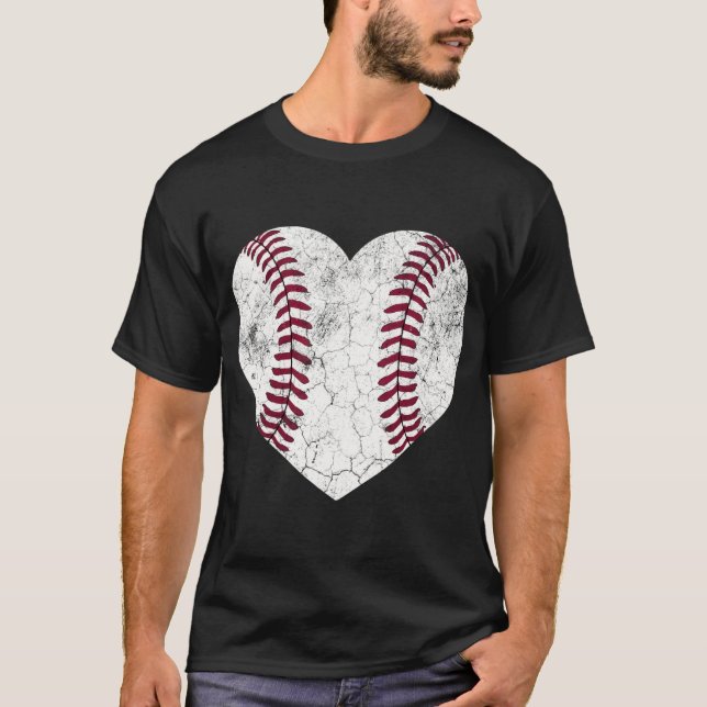 Camiseta Béisbol Corazón Divertido Mamá Papá Hombres Mujere (Anverso)