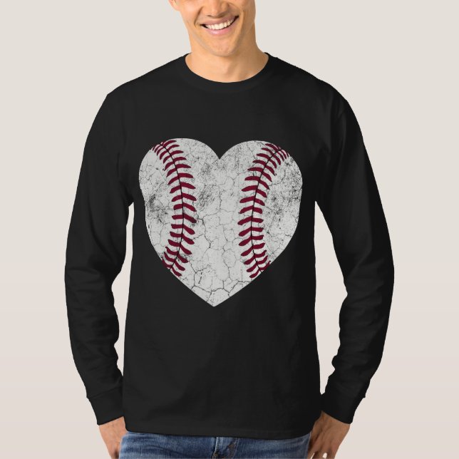 Camiseta Béisbol Corazón Divertido Mamá Papá Hombres Mujere (Anverso)