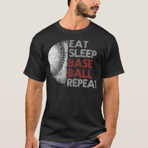 Camiseta Béisbol Cutáneo Eat Sleep Béisbol Repetir Vintage 