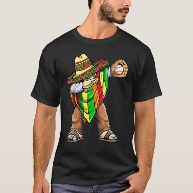 Camiseta Béisbol Dabbing De Mexican Poncho Mayo Cinco (Anverso)