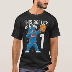 Camiseta Béisbol de 1 año Cumpleaños Primer Jugador Baller