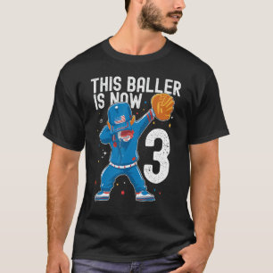 Camiseta Béisbol de 3 años Cumpleaños 3er Baller Player Tod