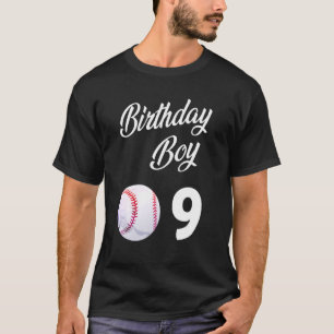 Camiseta Béisbol de 9 años Fiesta de cumpleaños Niños Nueve