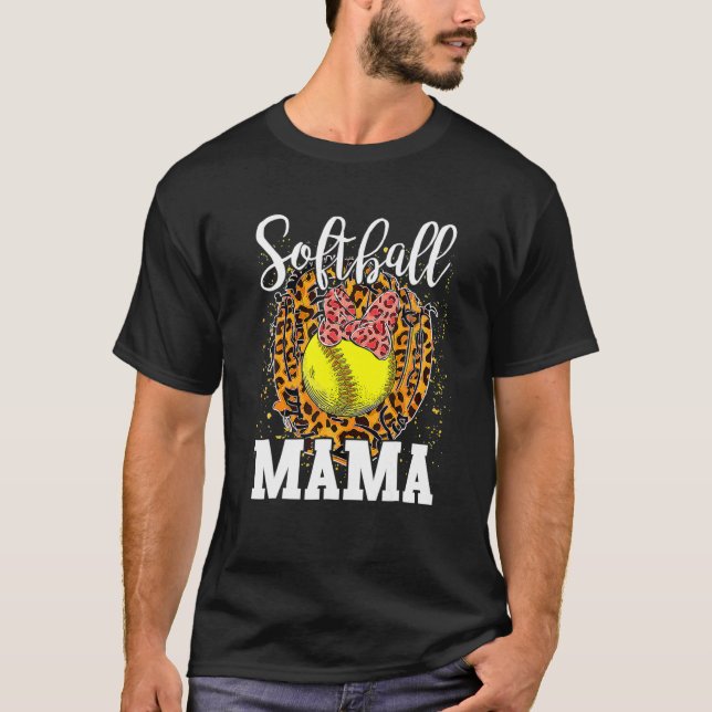 Camiseta Béisbol de béisbol Mamá Leopard Teeball Mamá (Anverso)