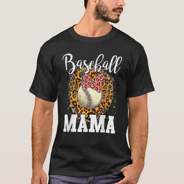 Camiseta Béisbol de béisbol Mamá Leopard Teeball Mamá (Anverso)