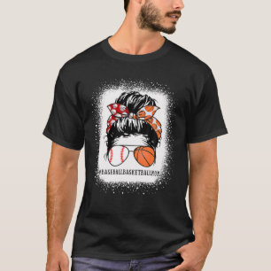 Camiseta Béisbol De Béisbol Mamá Messy Bun Glasses Divertid