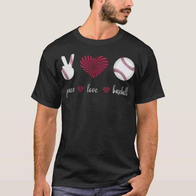 Camiseta Béisbol de béisbol Peace Love Baseball (Anverso)