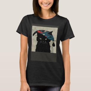Camiseta Béisbol de Gato Negro Lloviendo