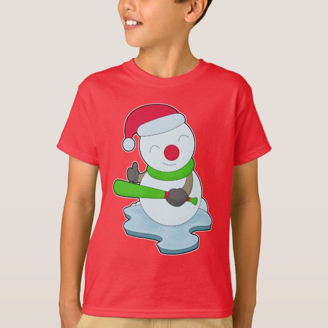 Camiseta Béisbol de Navidades Snowman (Anverso)
