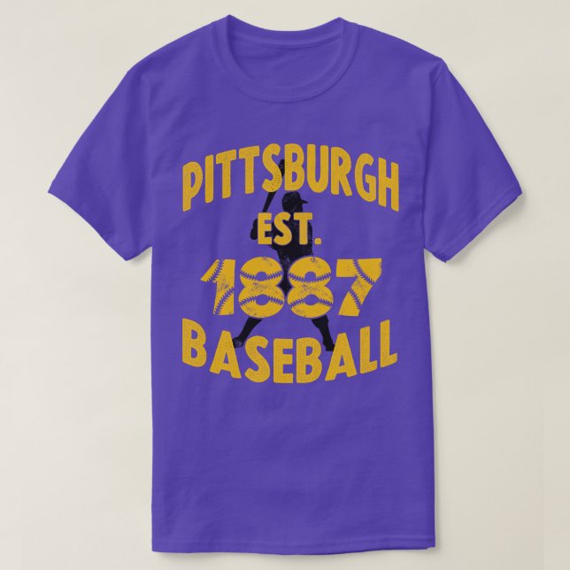 Camiseta Béisbol de Pittsburgh Est 1887 Batería de Béisbol  (Diseño del anverso)