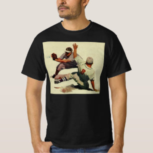 Camiseta Béisbol Deportivo Vintage, Jugador Deslizándose ha