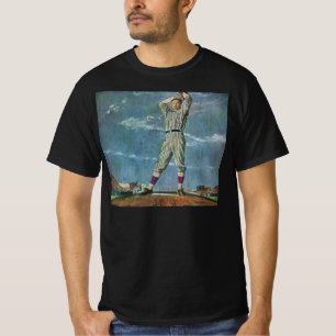 Camiseta Béisbol Deportivo Vintage, Lanzador en Juego de Bé