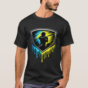 Camiseta Béisbol: Escudo de bateador de goteo neón Emblema