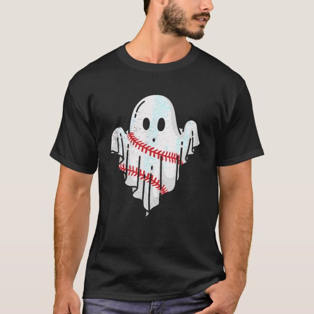 Camiseta Béisbol Fantasma Béisbol Lover Retro Halloween (Anverso)