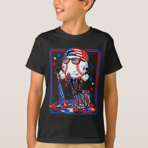 Camiseta Béisbol genial goteo 4 de julio patriótico america