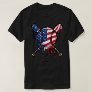 Camiseta Béisbol Goteo Bandera Americana   Béisbol Deporte 