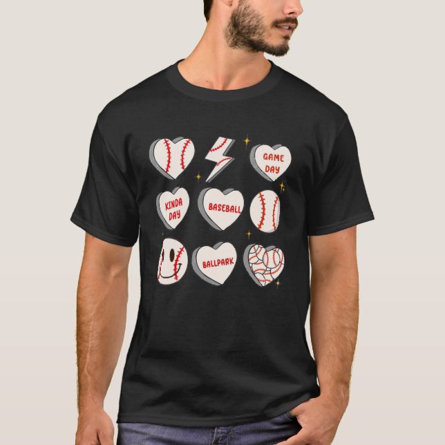 Camiseta Béisbol Heart Smile Face Game Day Baseball (Anverso)