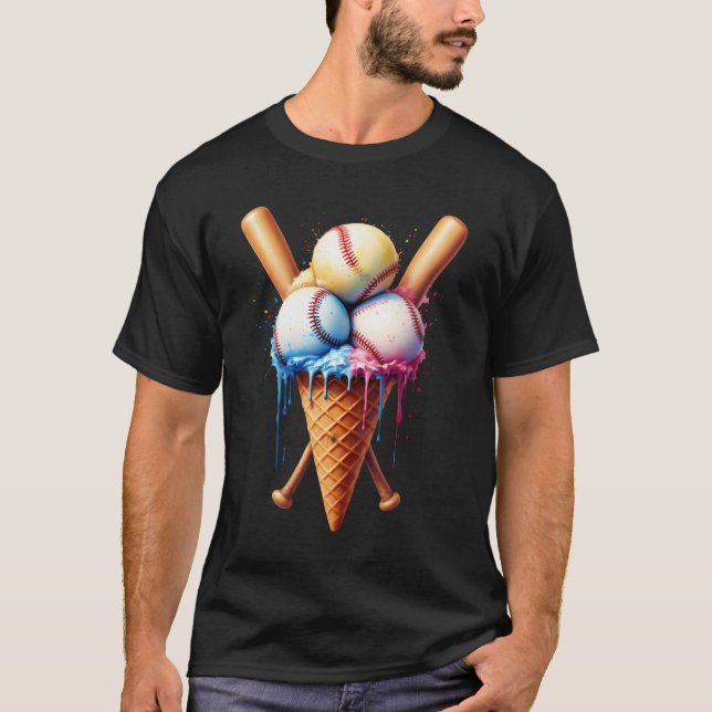 Camiseta Béisbol Ice Cream Cone Sports Lover (Anverso)