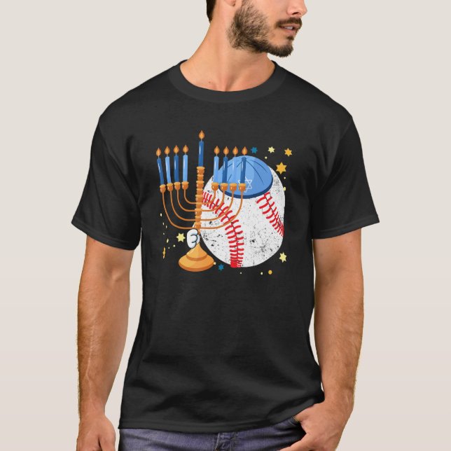 Camiseta Béisbol Judía Menorah Hanukkah Chanukah Sport (Anverso)