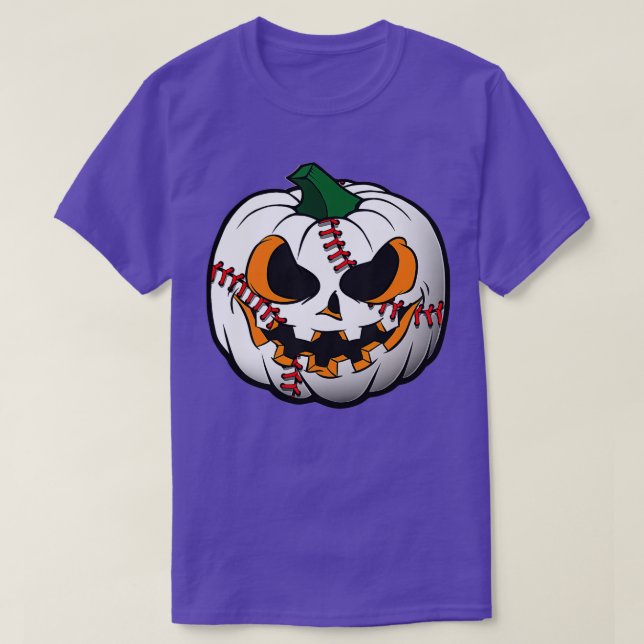 Camiseta Béisbol Jugador Calabaza Halloween Para Halloween  (Diseño del anverso)