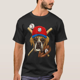 Camiseta Béisbol Jugador entrenador de boxer perro lanzador