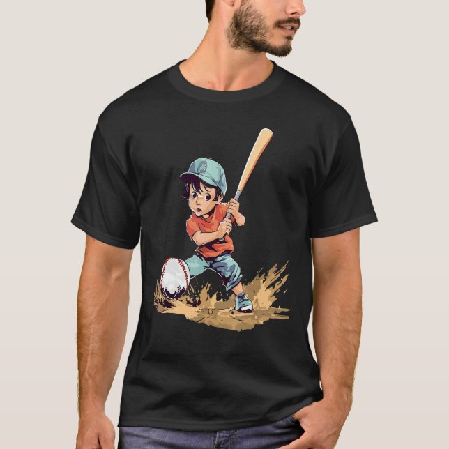 Camiseta Béisbol Jugando Niños Béisbol (Anverso)