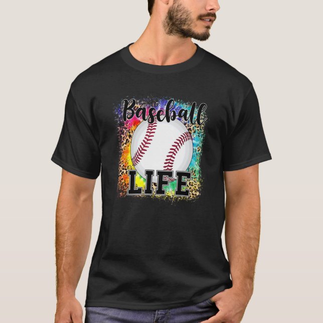 Camiseta Béisbol Life Leopard Tie Dye Neon Game Day Baseba (Anverso)