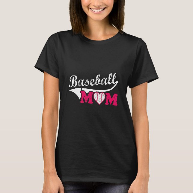 Camiseta Béisbol Mamá Corazón Mujeres Ball Juego Deportivo  (Anverso)
