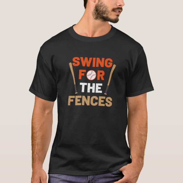Camiseta Béisbol Mamá Swing For The Fences Softball Tee Ba (Anverso)