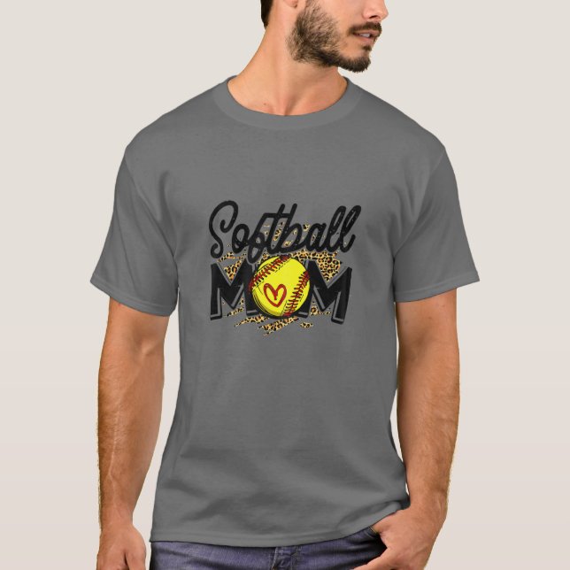 Camiseta Béisbol Mujeres Softball Mamá Leopard Tee Mujeres  (Anverso)