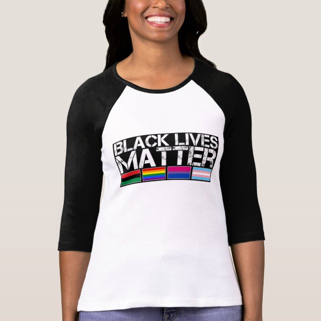 Camiseta Béisbol negro de la materia LGBT de las vidas de (Anverso)