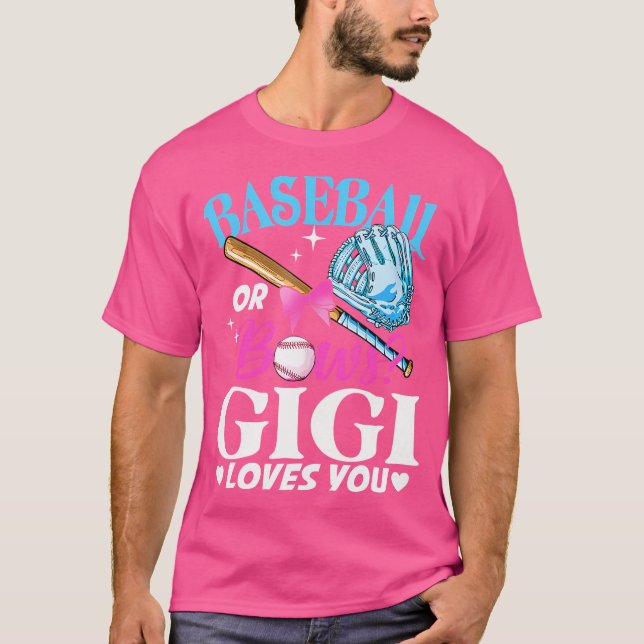 Camiseta Béisbol O Bows Gigi Te Ama El Género Revelar Rosa (Anverso)