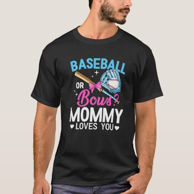 Camiseta Béisbol O Bows Mamá Te Ama El Género Revelado (Anverso)