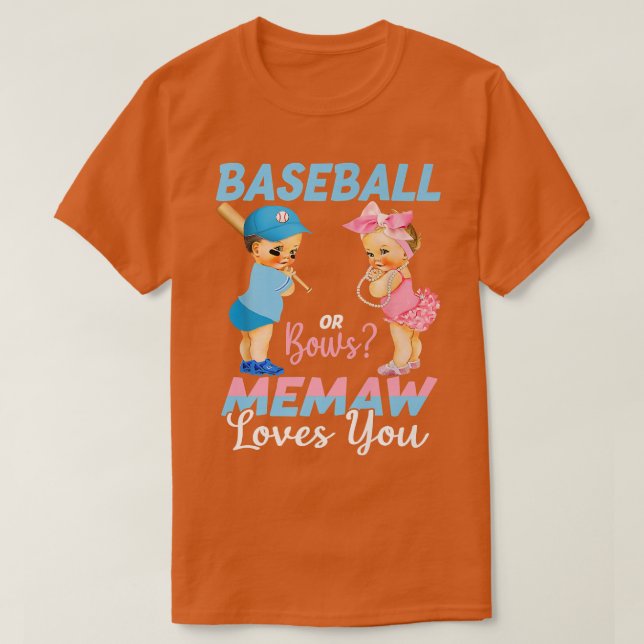 Camiseta Béisbol O Bows Memaw Ama A Su Bebé (Diseño del anverso)