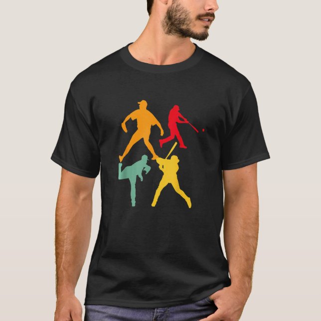 Camiseta Béisbol retro masculino catcher Pitcher Batter (Anverso)