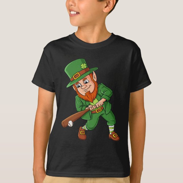 Camiseta Béisbol St Patricks Día Leprechaun Hitter Batter (Anverso)