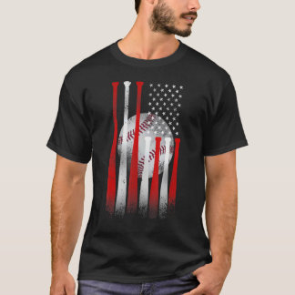 Camiseta Béisbol vintage Bandera Americana Béisbol