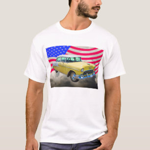 Camiseta Bel Air 1955 de Chevrolet con la bandera americana