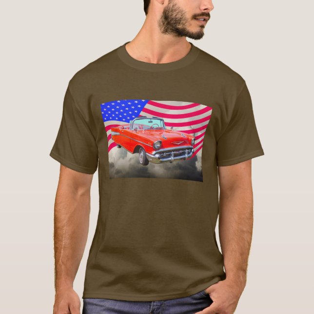 Camiseta Bel Air 1957 de Chevrolet y bandera de los (Anverso)